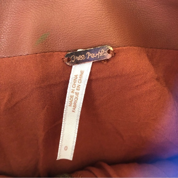 Free People | Vegan Leather Copper Mini Skirt Belted Moro Biker - Picture 6 of 6